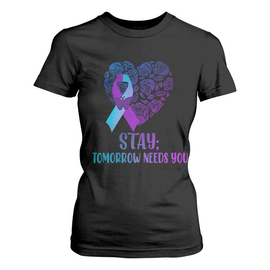Suicide Prevention Support T Shirt For Women Stay Mental Health Semicolon