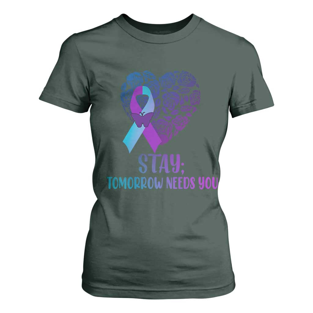 Suicide Prevention Support T Shirt For Women Stay Mental Health Semicolon