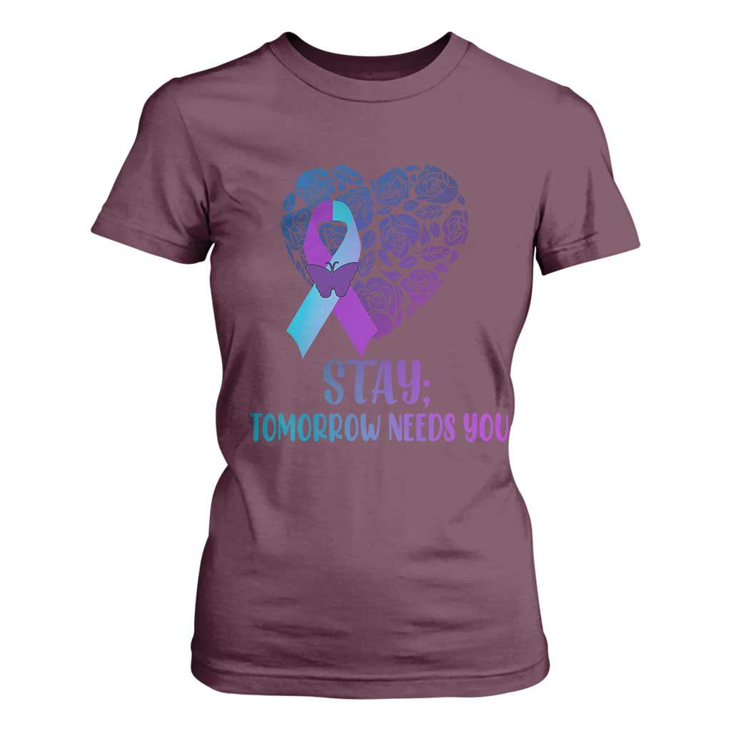 Suicide Prevention Support T Shirt For Women Stay Mental Health Semicolon