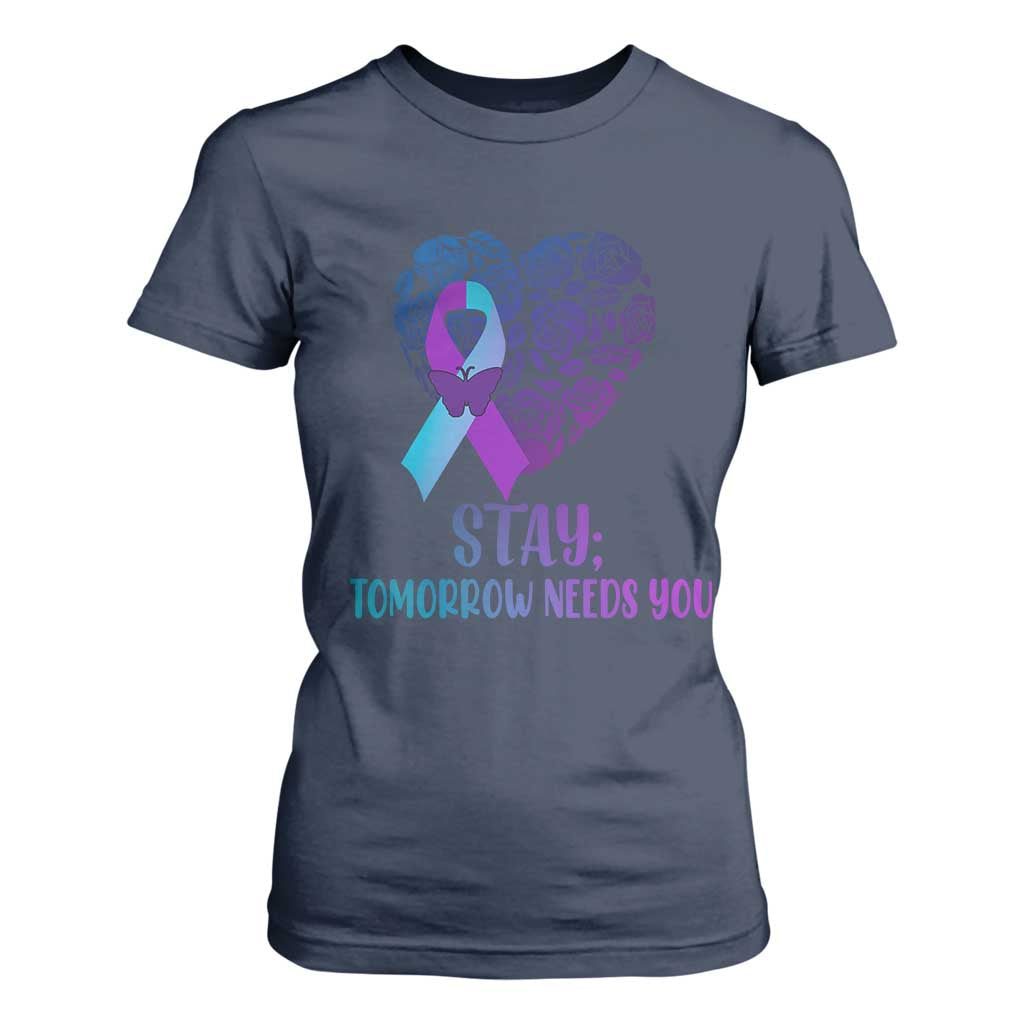 Suicide Prevention Support T Shirt For Women Stay Mental Health Semicolon