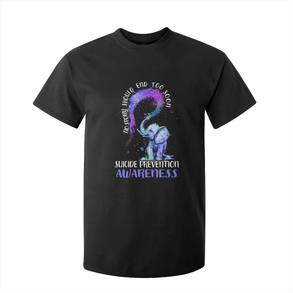 Suicide Prevention Support T Shirt For Kid No Story Should End Teal Purple Ribbon