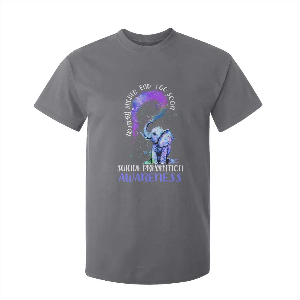Suicide Prevention Support T Shirt For Kid No Story Should End Teal Purple Ribbon