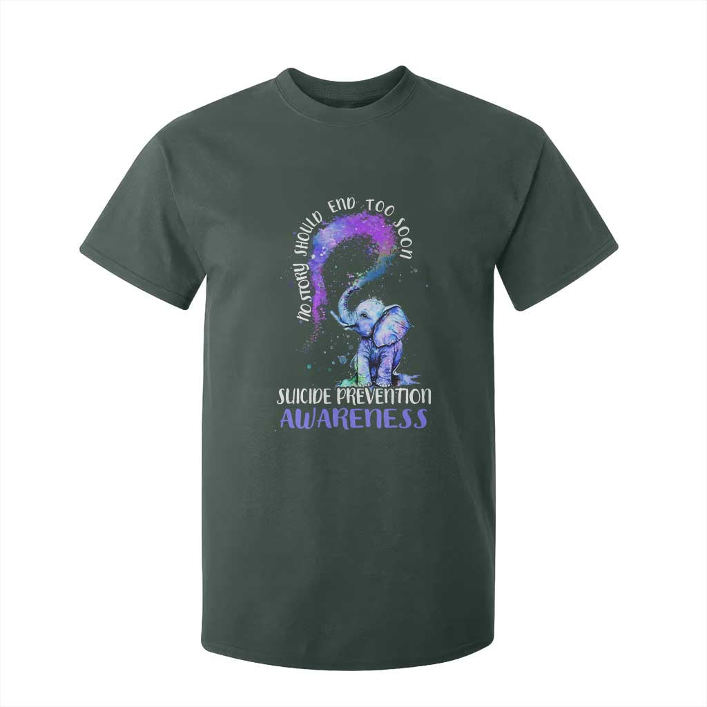 Suicide Prevention Support T Shirt For Kid No Story Should End Teal Purple Ribbon