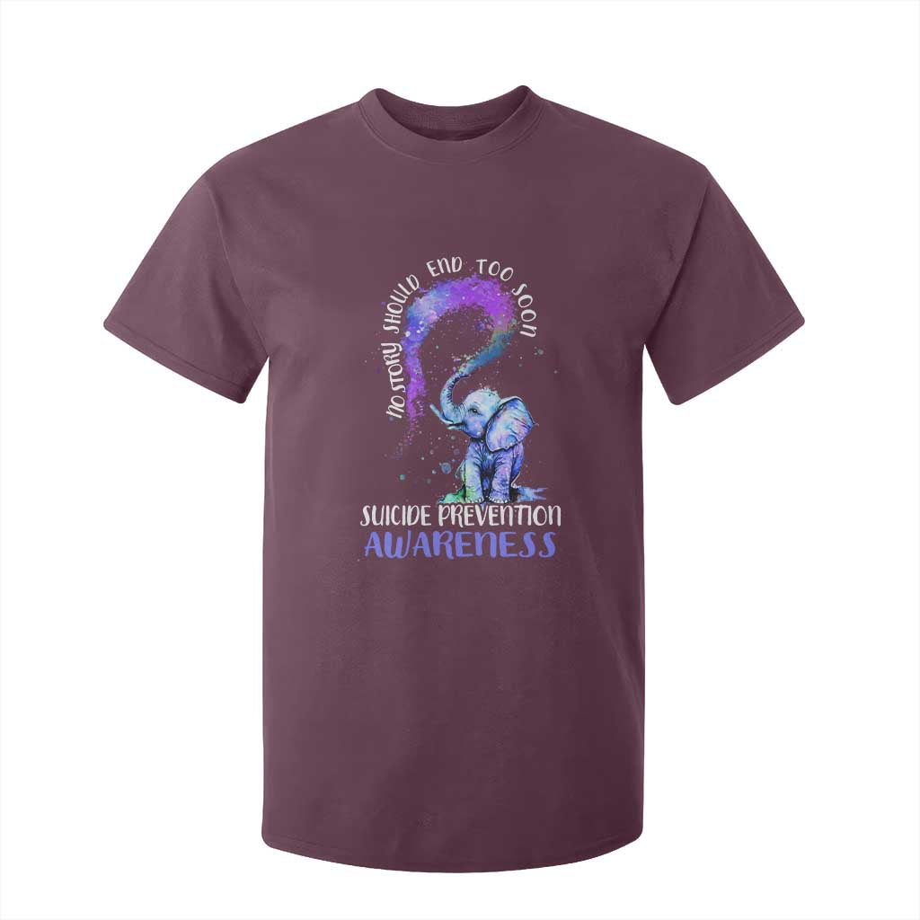Suicide Prevention Support T Shirt For Kid No Story Should End Teal Purple Ribbon