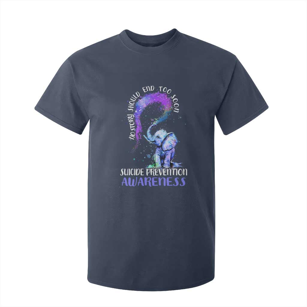 Suicide Prevention Support T Shirt For Kid No Story Should End Teal Purple Ribbon