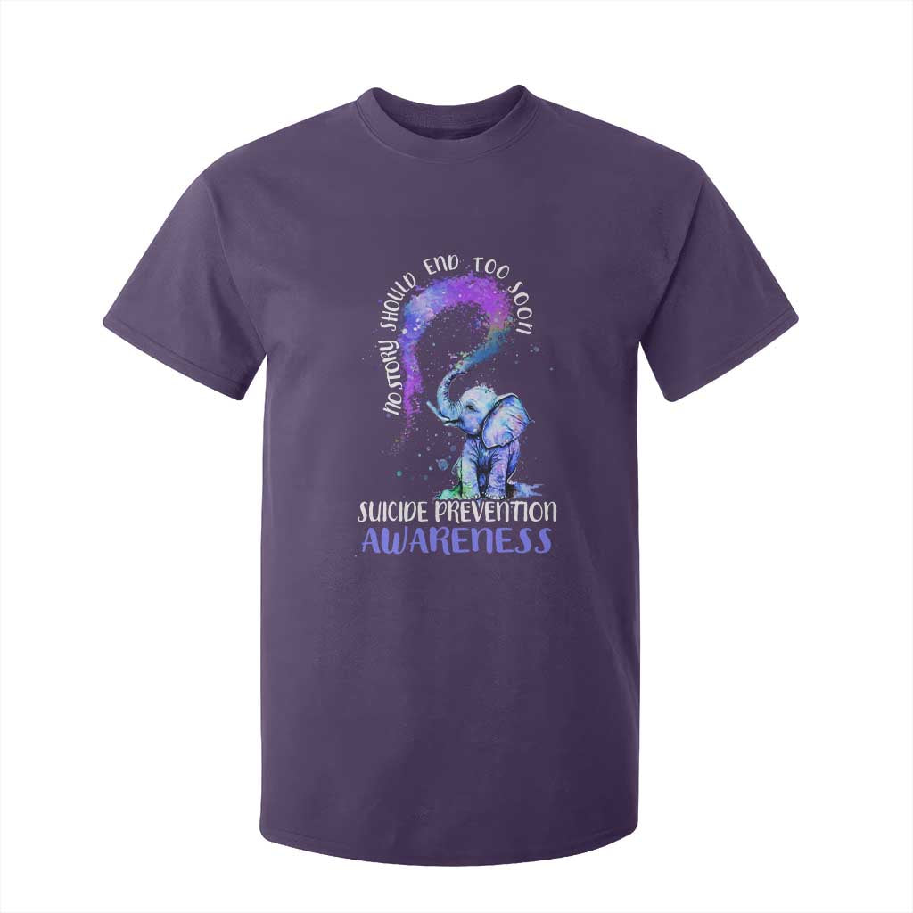 Suicide Prevention Support T Shirt For Kid No Story Should End Teal Purple Ribbon