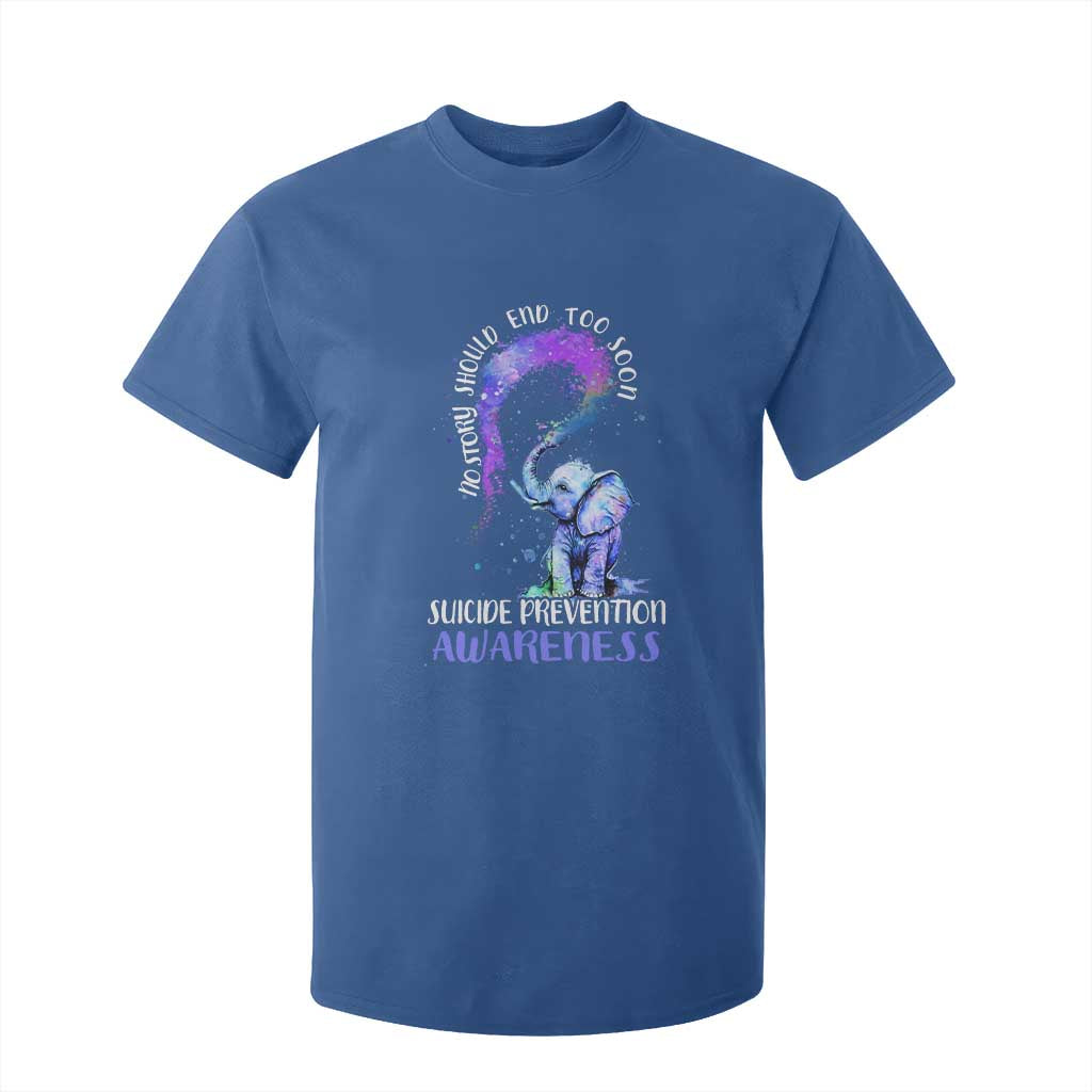 Suicide Prevention Support T Shirt For Kid No Story Should End Teal Purple Ribbon