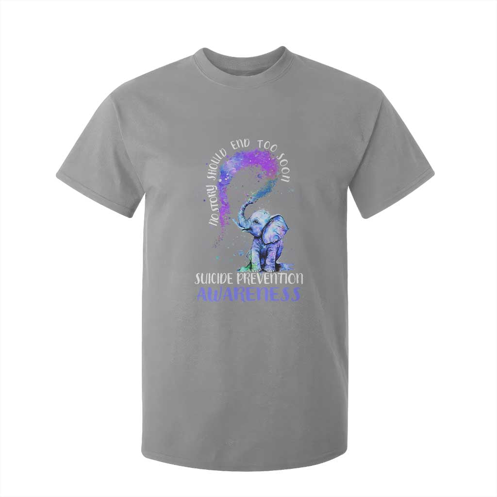Suicide Prevention Support T Shirt For Kid No Story Should End Teal Purple Ribbon