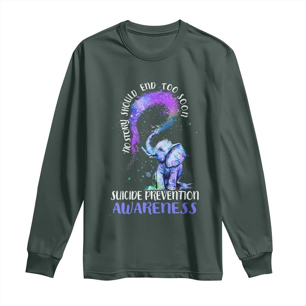 Suicide Prevention Support Long Sleeve Shirt No Story Should End Teal Purple Ribbon