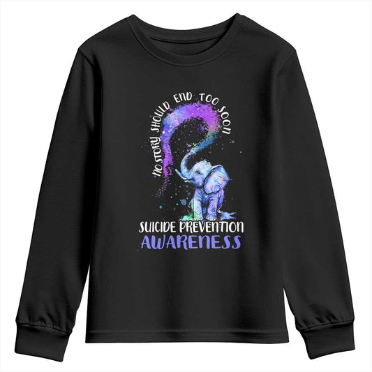 Suicide Prevention Support Youth Sweatshirt No Story Should End Teal Purple Ribbon