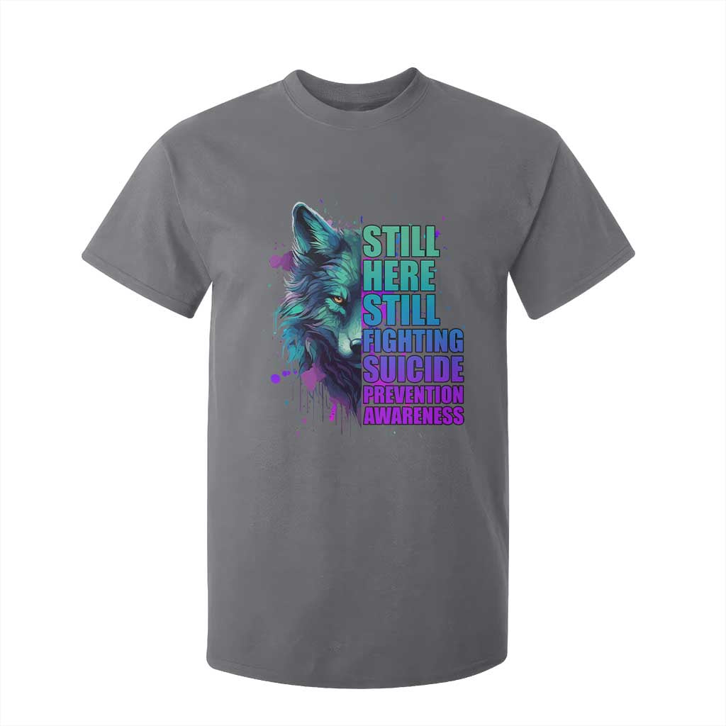 Suicide Prevention Support T Shirt For Kid Wolf Still Here Still Fighting