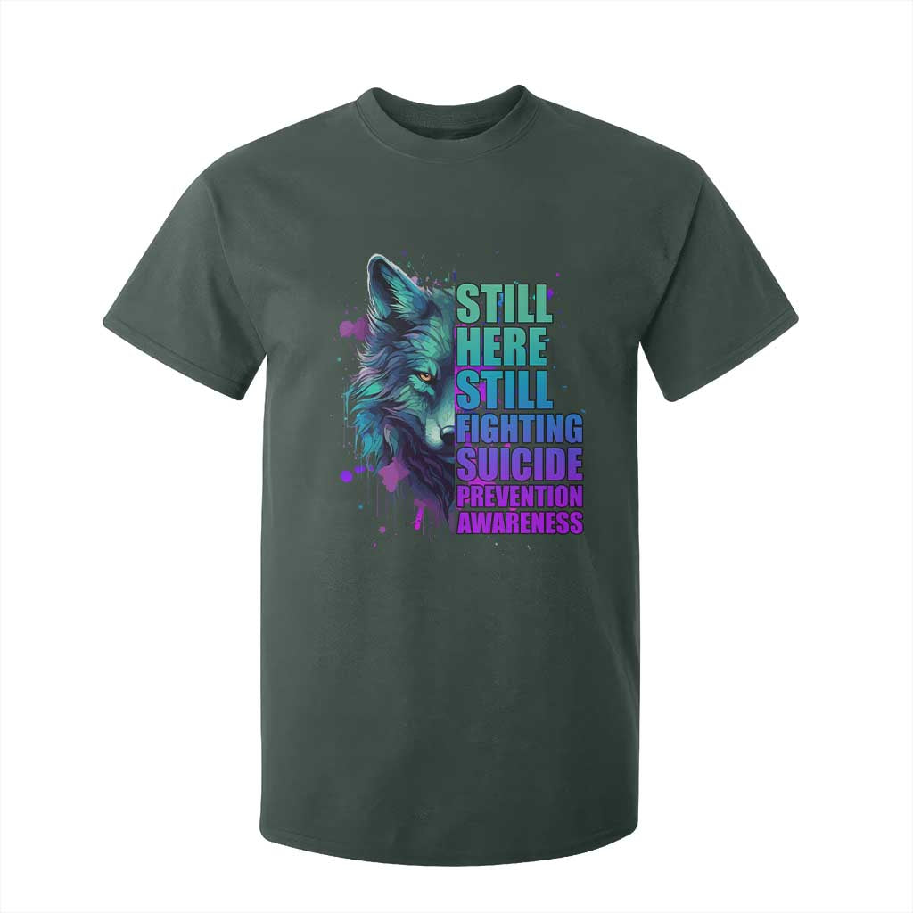 Suicide Prevention Support T Shirt For Kid Wolf Still Here Still Fighting