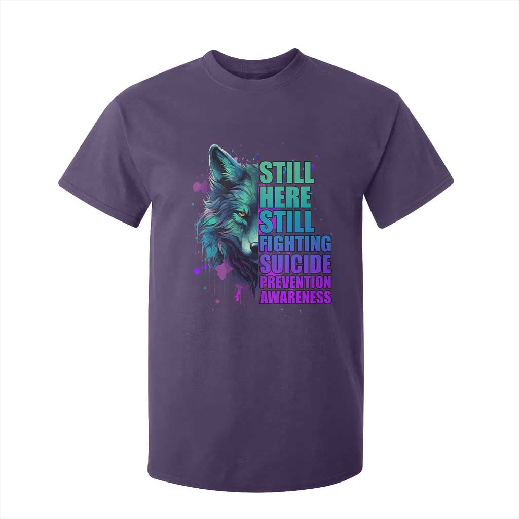 Suicide Prevention Support T Shirt For Kid Wolf Still Here Still Fighting