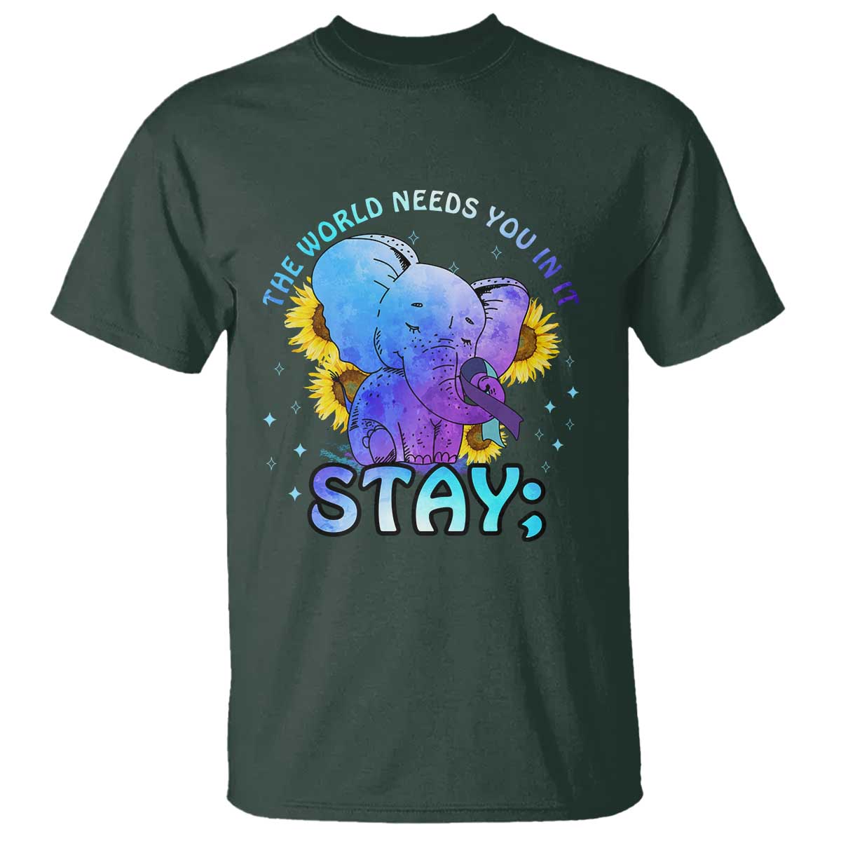 Suicide Prevention Support T Shirt Stay The World Needs You Elephant 988