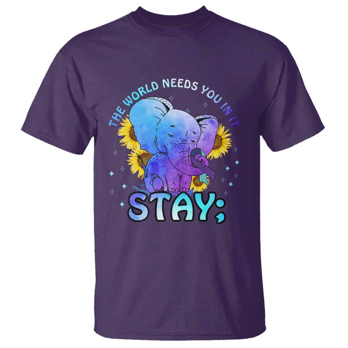 Suicide Prevention Support T Shirt Stay The World Needs You Elephant 988
