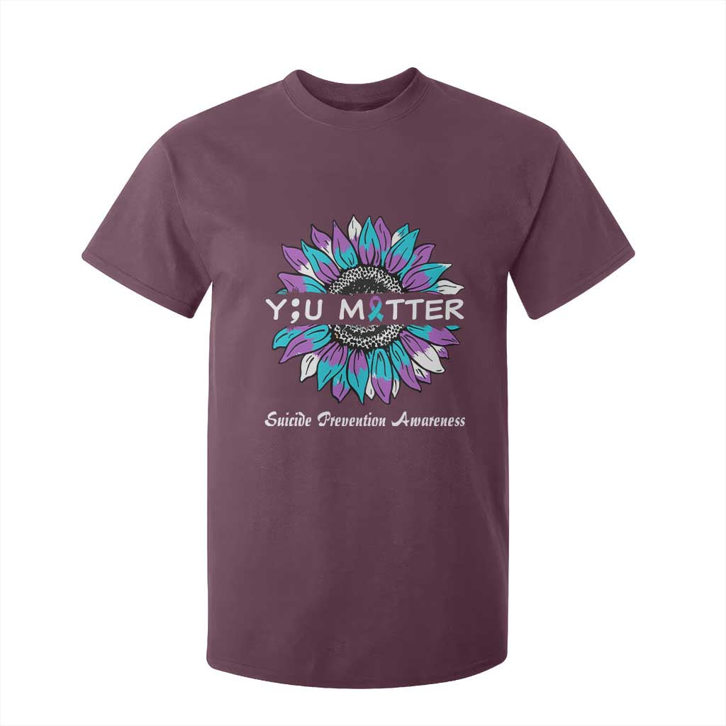 Suicide Prevention Support T Shirt For Kid You Matter Sunflower Semicolon