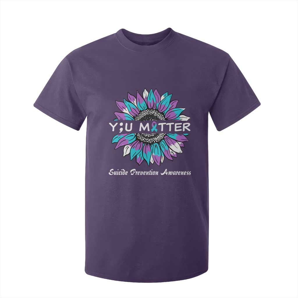 Suicide Prevention Support T Shirt For Kid You Matter Sunflower Semicolon