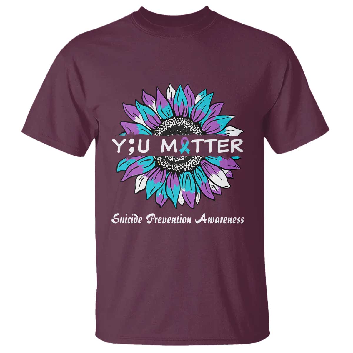 Suicide Prevention Support T Shirt You Matter Sunflower Semicolon