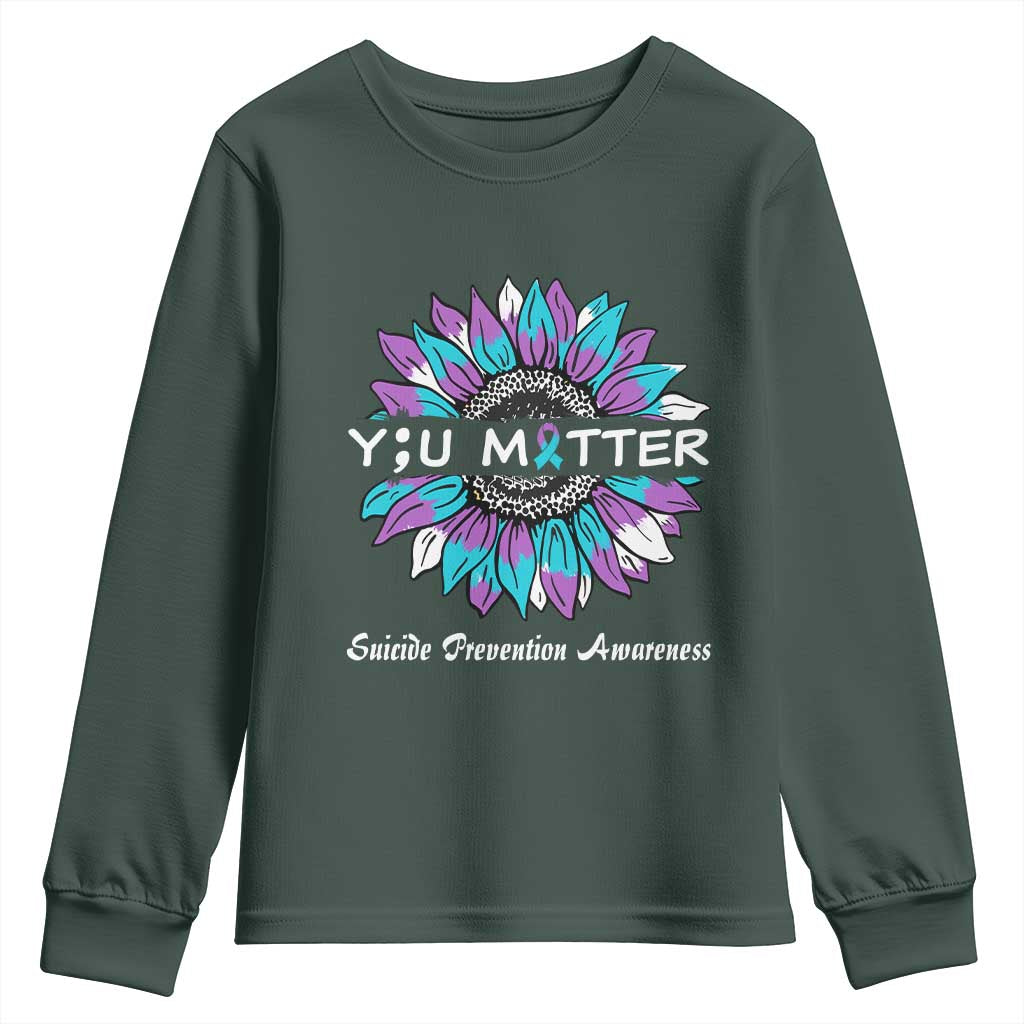 Suicide Prevention Support Youth Sweatshirt You Matter Sunflower Semicolon