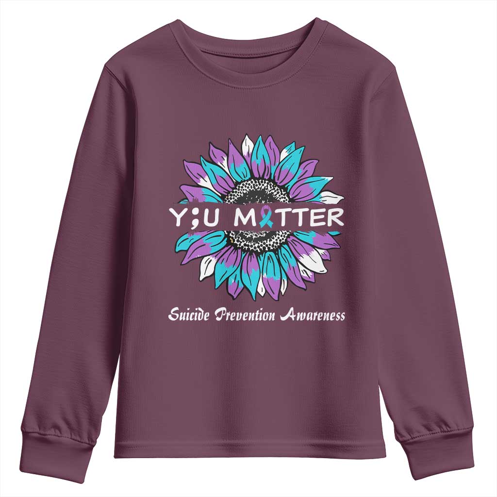 Suicide Prevention Support Youth Sweatshirt You Matter Sunflower Semicolon