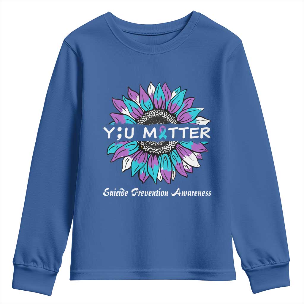 Suicide Prevention Support Youth Sweatshirt You Matter Sunflower Semicolon