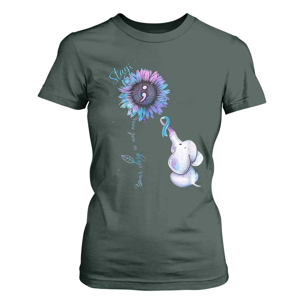 Suicide Prevention Support T Shirt For Women Stay Your Story Is Not Over Stay