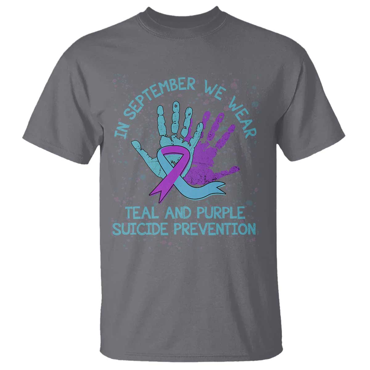 Suicide Prevention Support T Shirt In September We Wear Teal Purple Ribbon