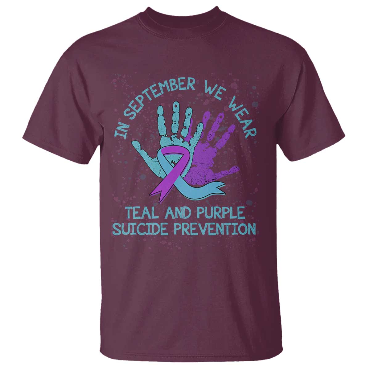 Suicide Prevention Support T Shirt In September We Wear Teal Purple Ribbon