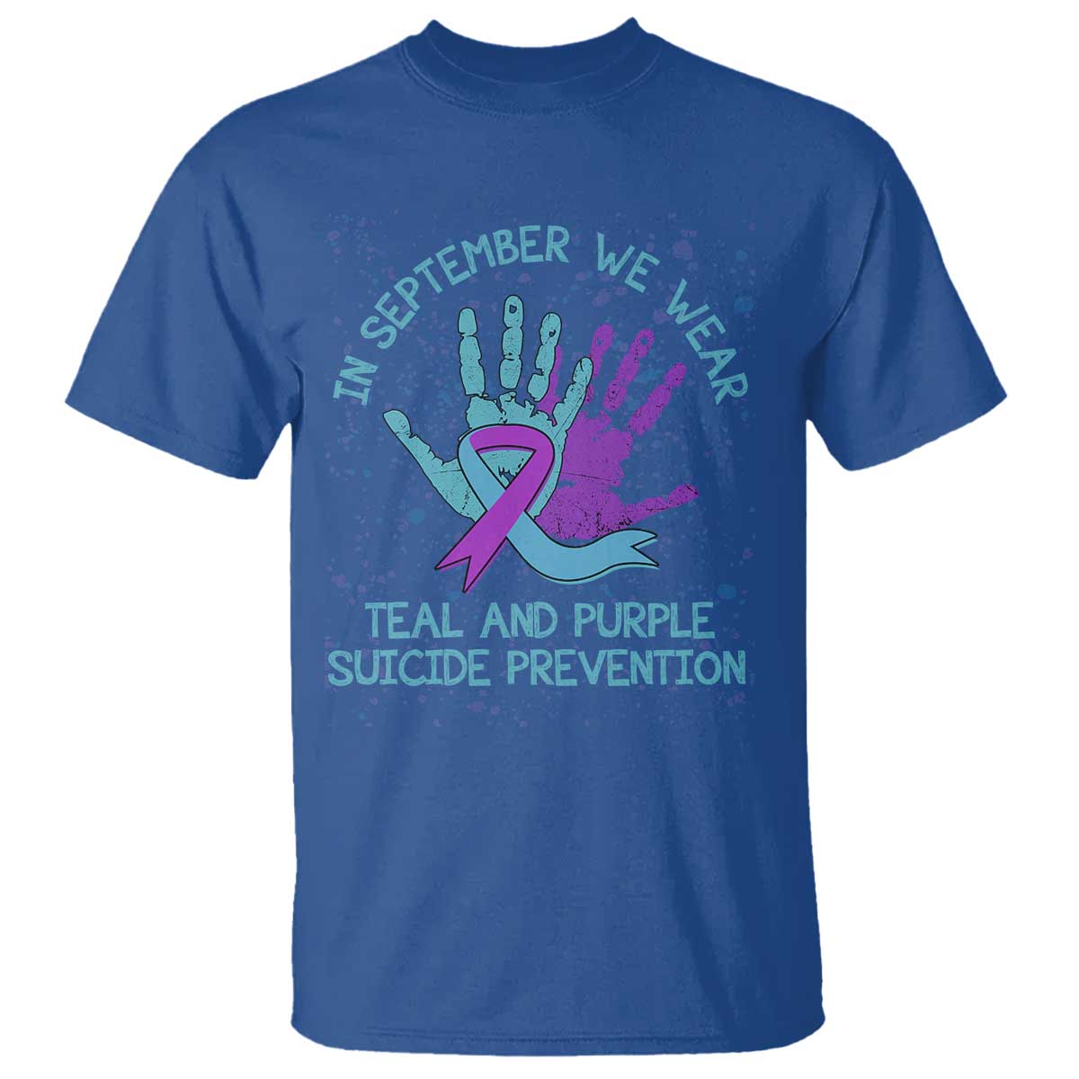 Suicide Prevention Support T Shirt In September We Wear Teal Purple Ribbon