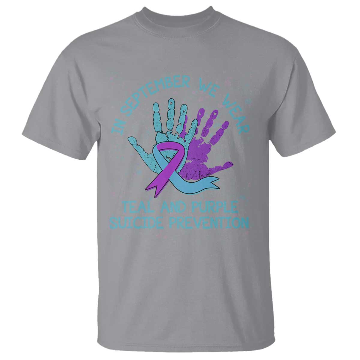 Suicide Prevention Support T Shirt In September We Wear Teal Purple Ribbon