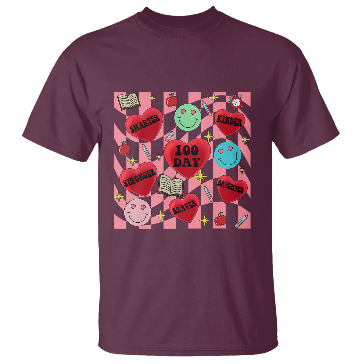 100-days-of-school-t-shirt-smarter-kinder-stronger-brighter-retro-groovy-1