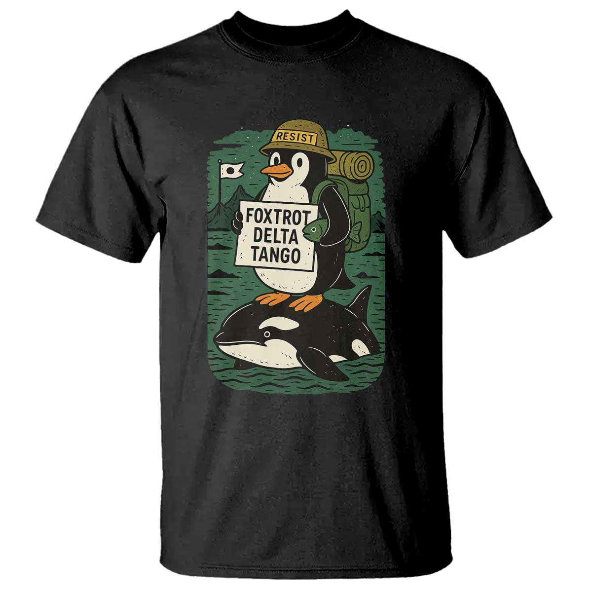 funny-penguin-resist-t-shirt-no-tarriffs-activism-graphic