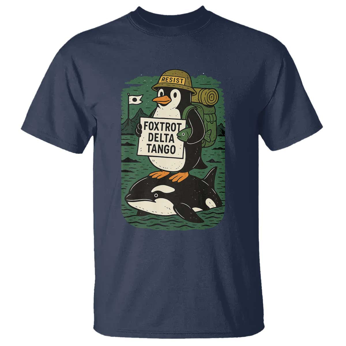 funny-penguin-resist-t-shirt-no-tarriffs-activism-graphic