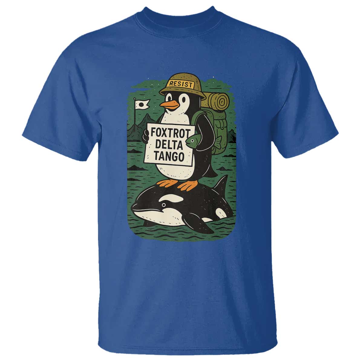 funny-penguin-resist-t-shirt-no-tarriffs-activism-graphic