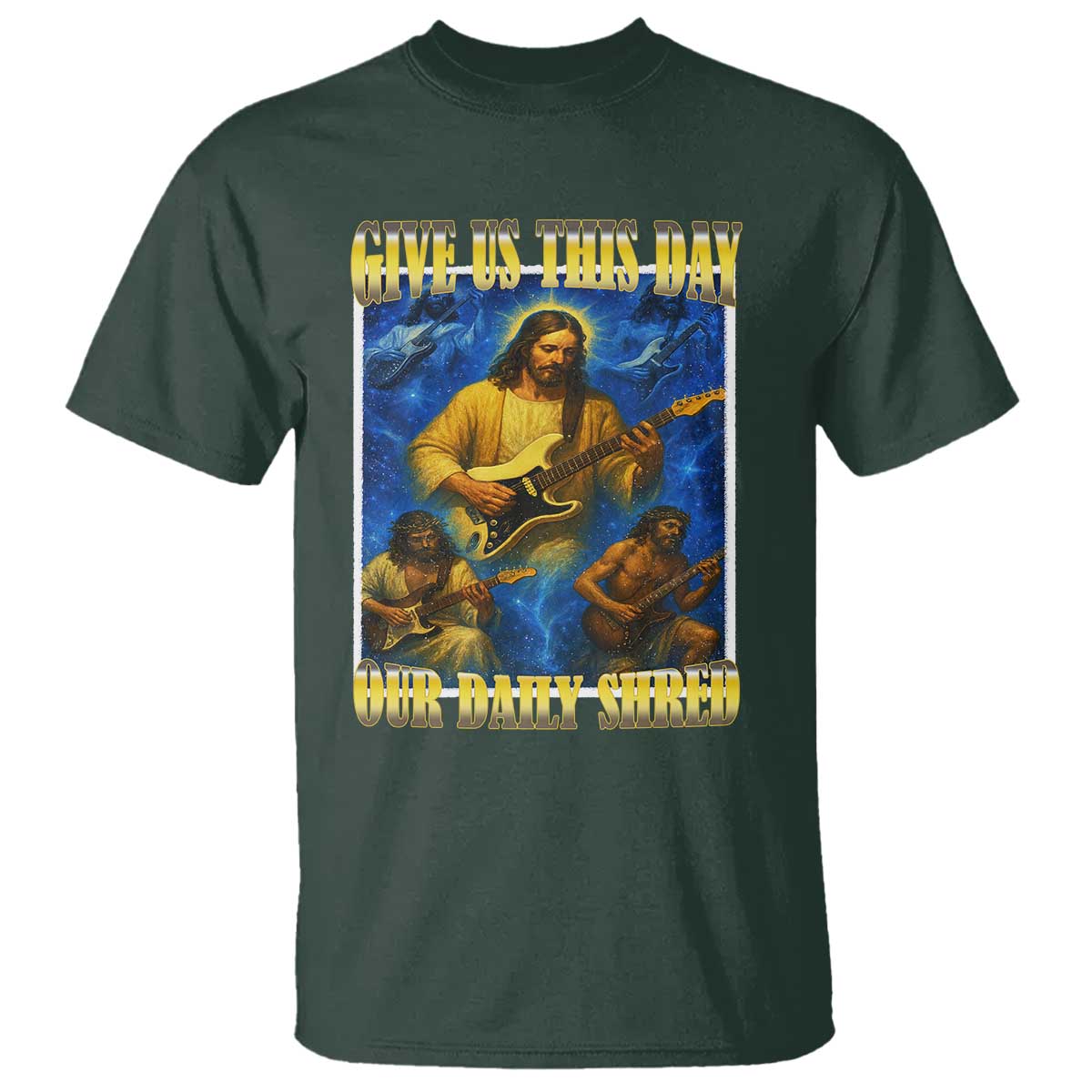music-give-us-this-day-our-daily-shred-t-shirt-funny-jesus-rock-guitar-meme