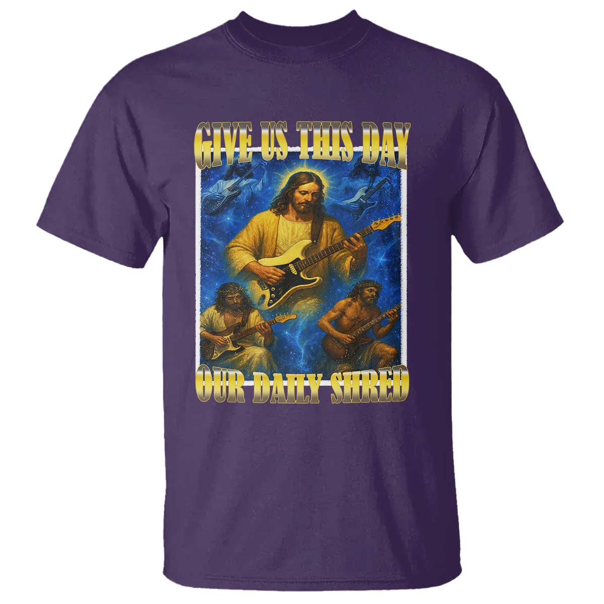 music-give-us-this-day-our-daily-shred-t-shirt-funny-jesus-rock-guitar-meme