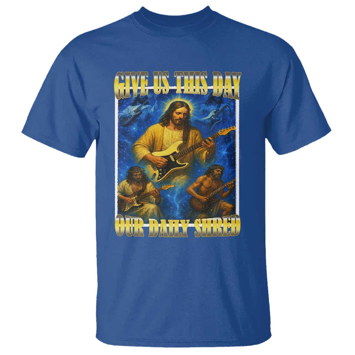 music-give-us-this-day-our-daily-shred-t-shirt-funny-jesus-rock-guitar-meme