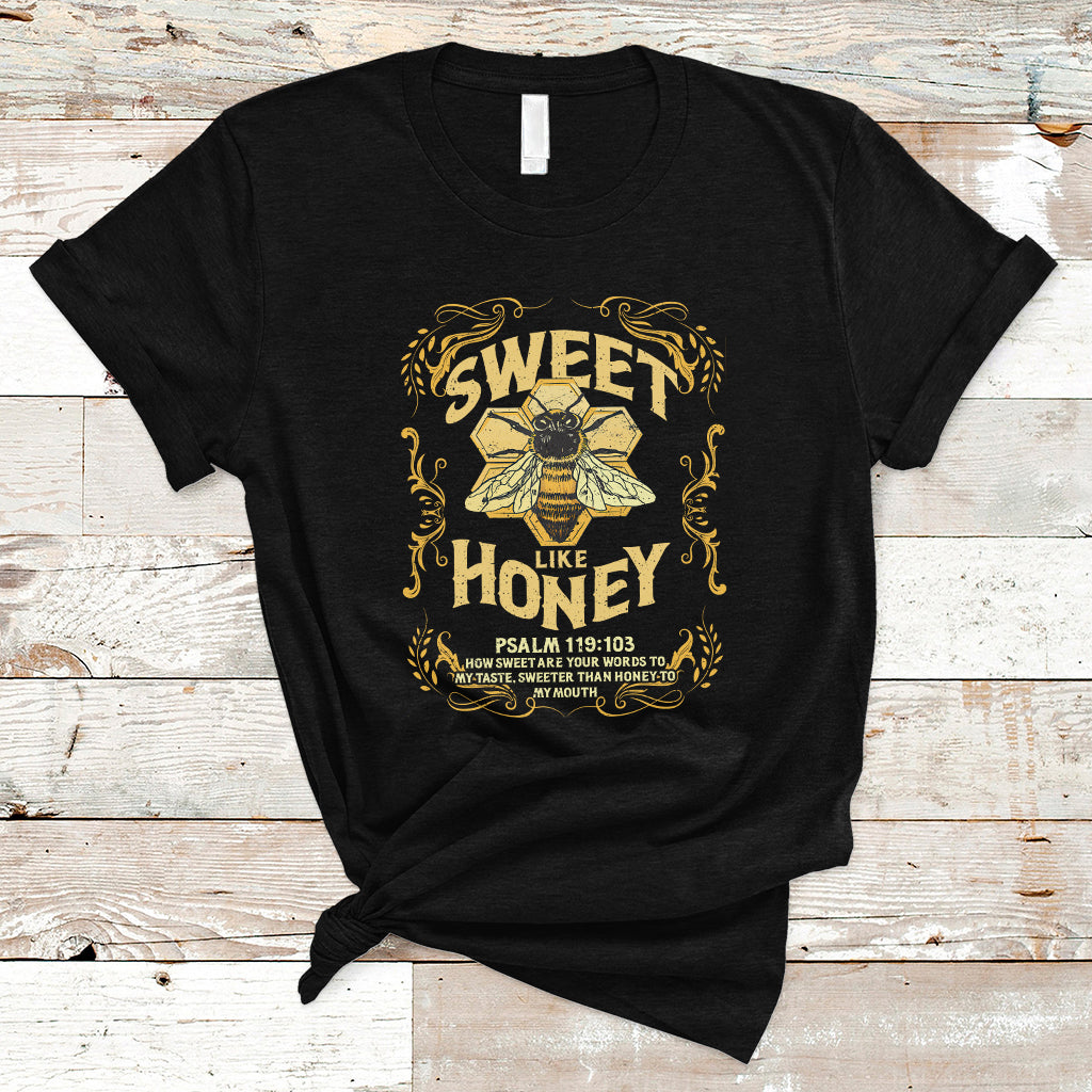 bible-verse-t-shirt-vintage-retro-sweet-like-honey-psalm-119103-christian-faith-bible-verse-words-of-wisdom-honeycomb-honey-bee-botanical-t-shirt-for-women