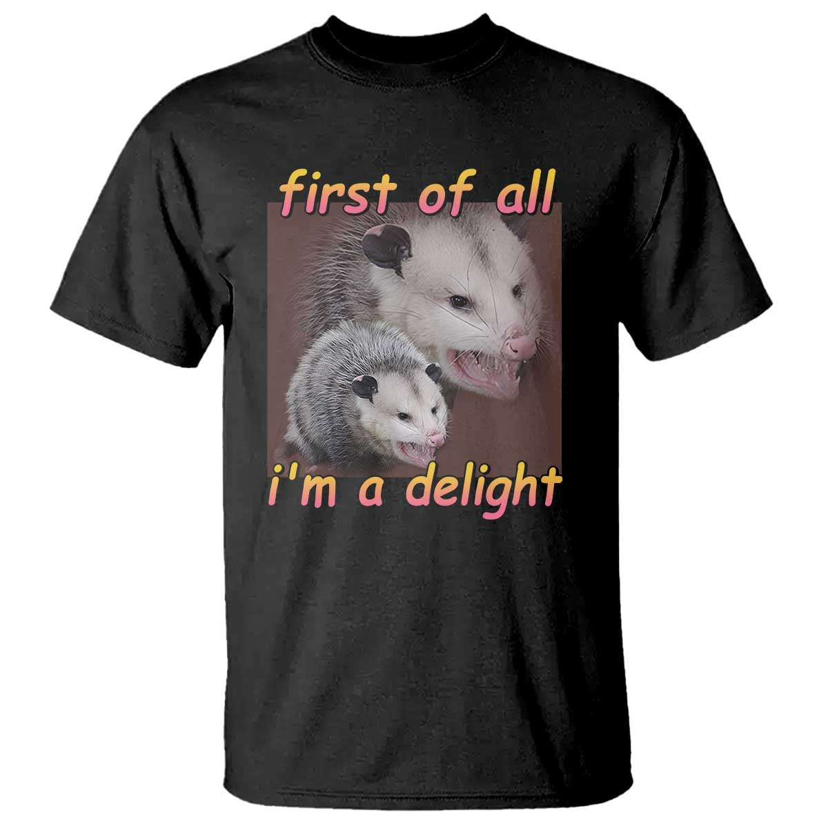 funny-opossum-t-shirt-first-of-all-im-a-delight