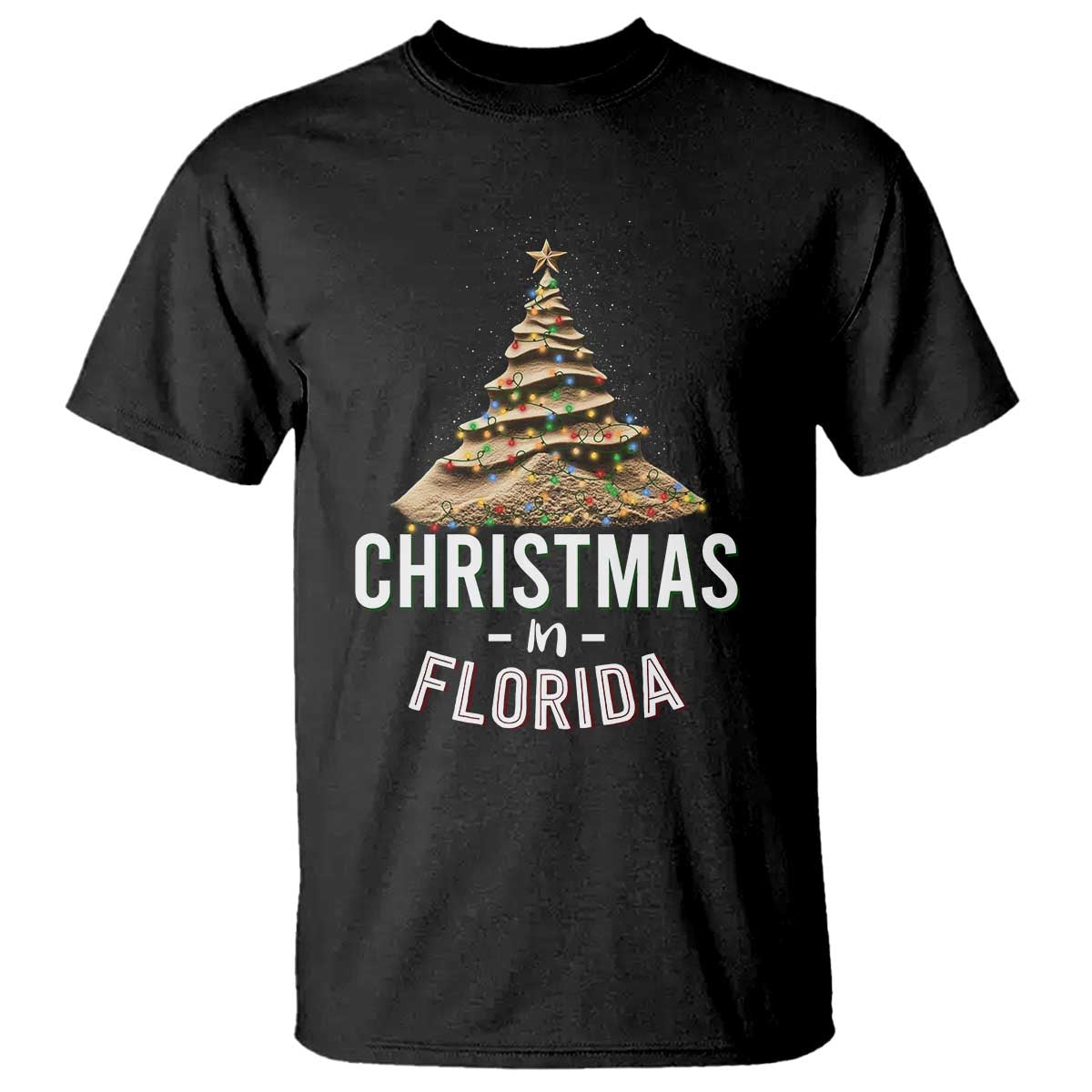 christmas-in-florida-t-shirt-sand-xmas-tree-lights-family-vacation