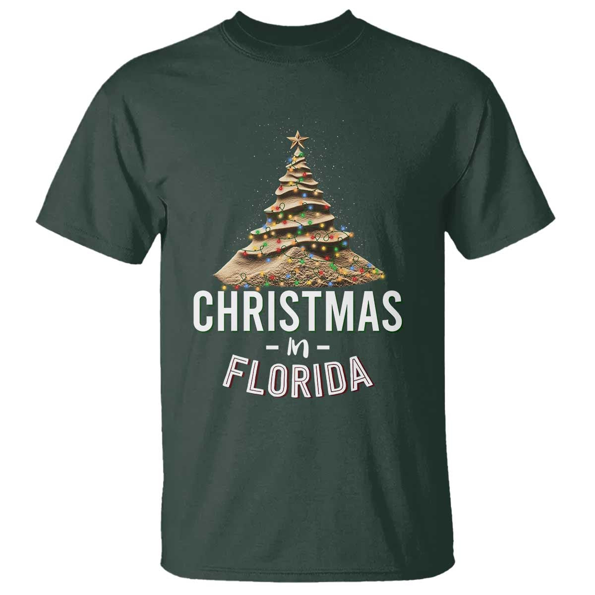 christmas-in-florida-t-shirt-sand-xmas-tree-lights-family-vacation