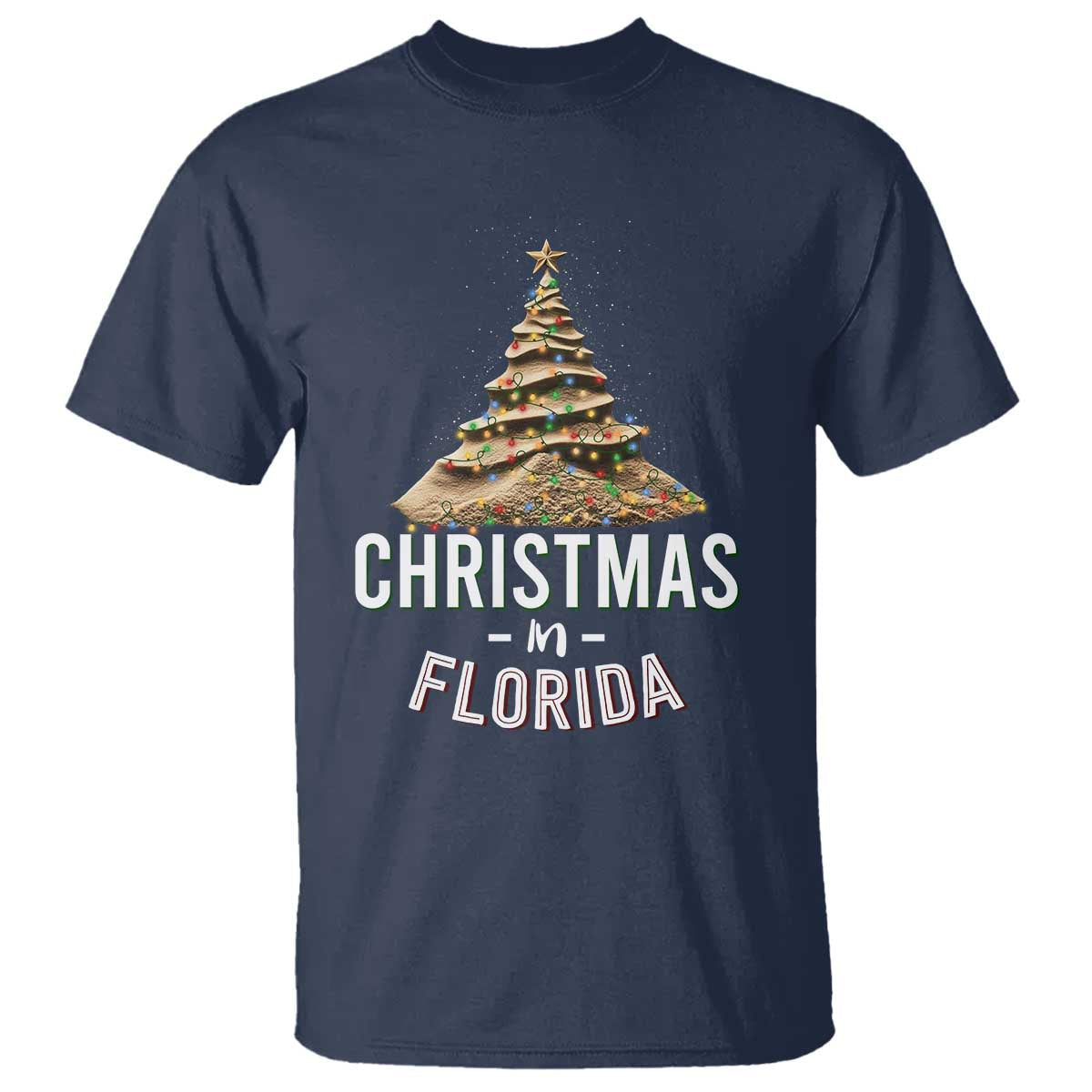 christmas-in-florida-t-shirt-sand-xmas-tree-lights-family-vacation