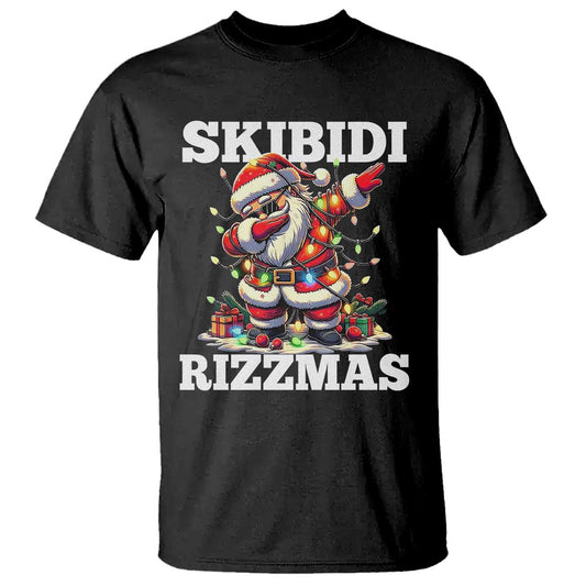 funny-dabbing-santa-rizz-christmas-t-shirt-skibidi-rizzmas-xmas-lights
