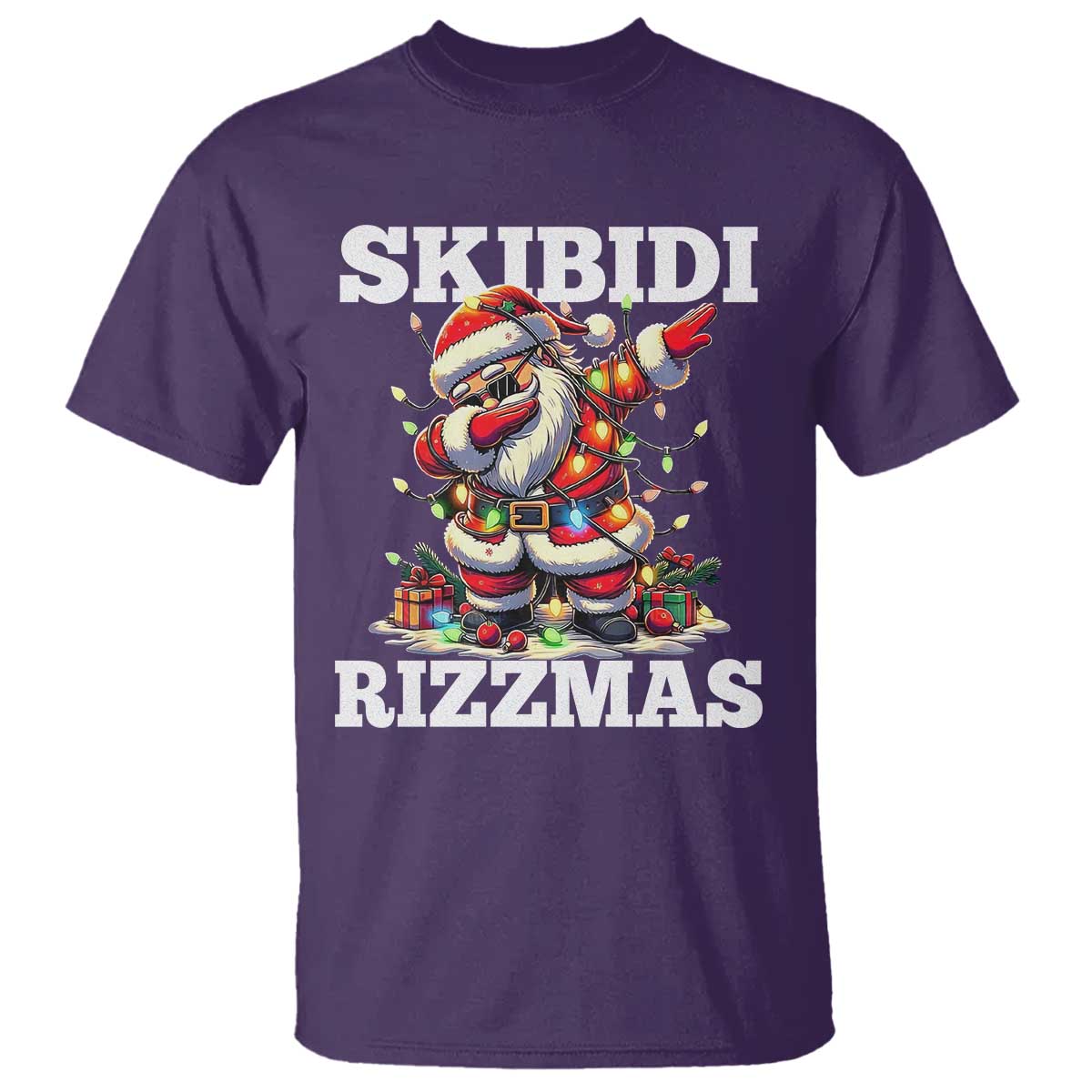 funny-dabbing-santa-rizz-christmas-t-shirt-skibidi-rizzmas-xmas-lights