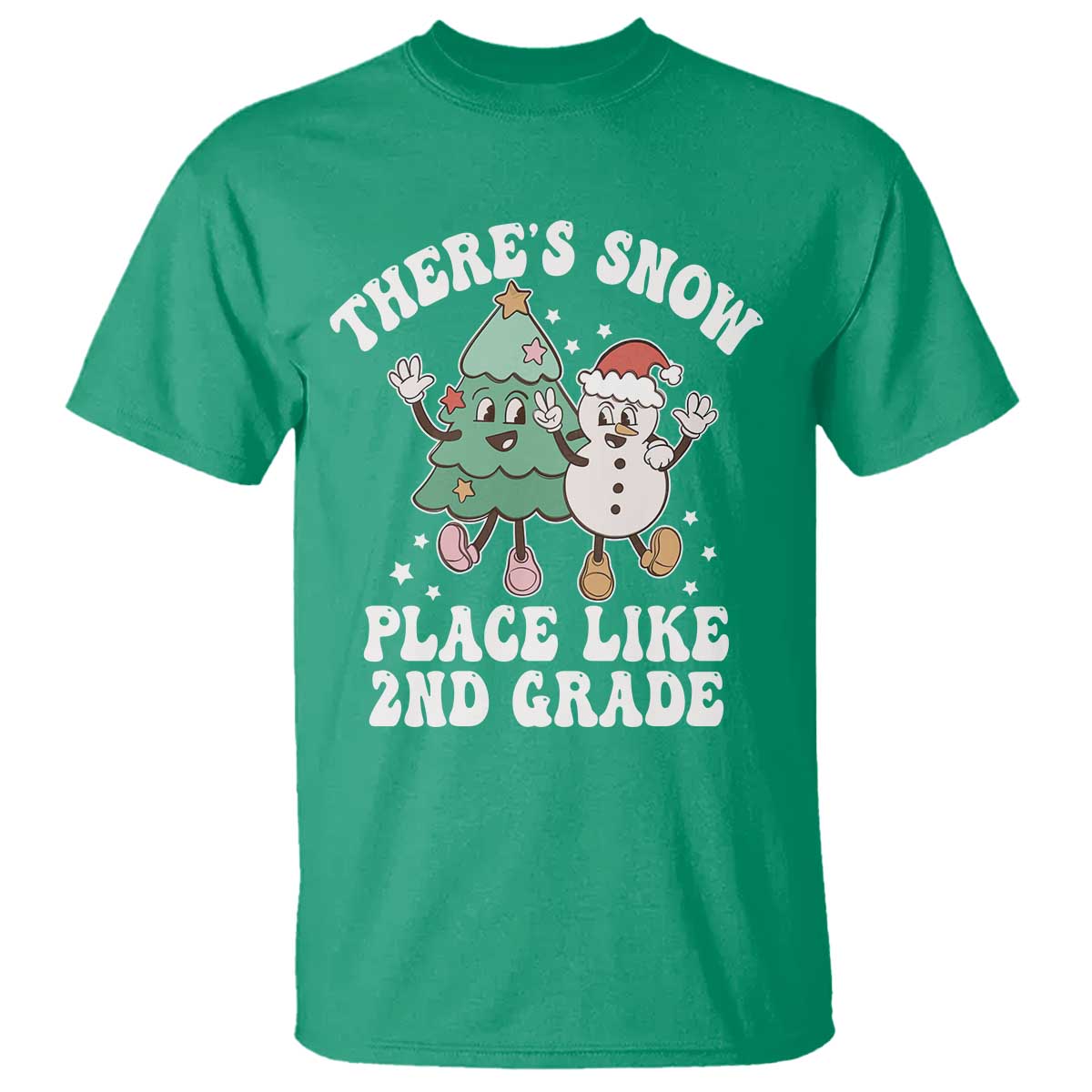 christmas-teacher-t-shirt-theres-snow-place-like-2nd-grade-merry-xmas-retro-groovy