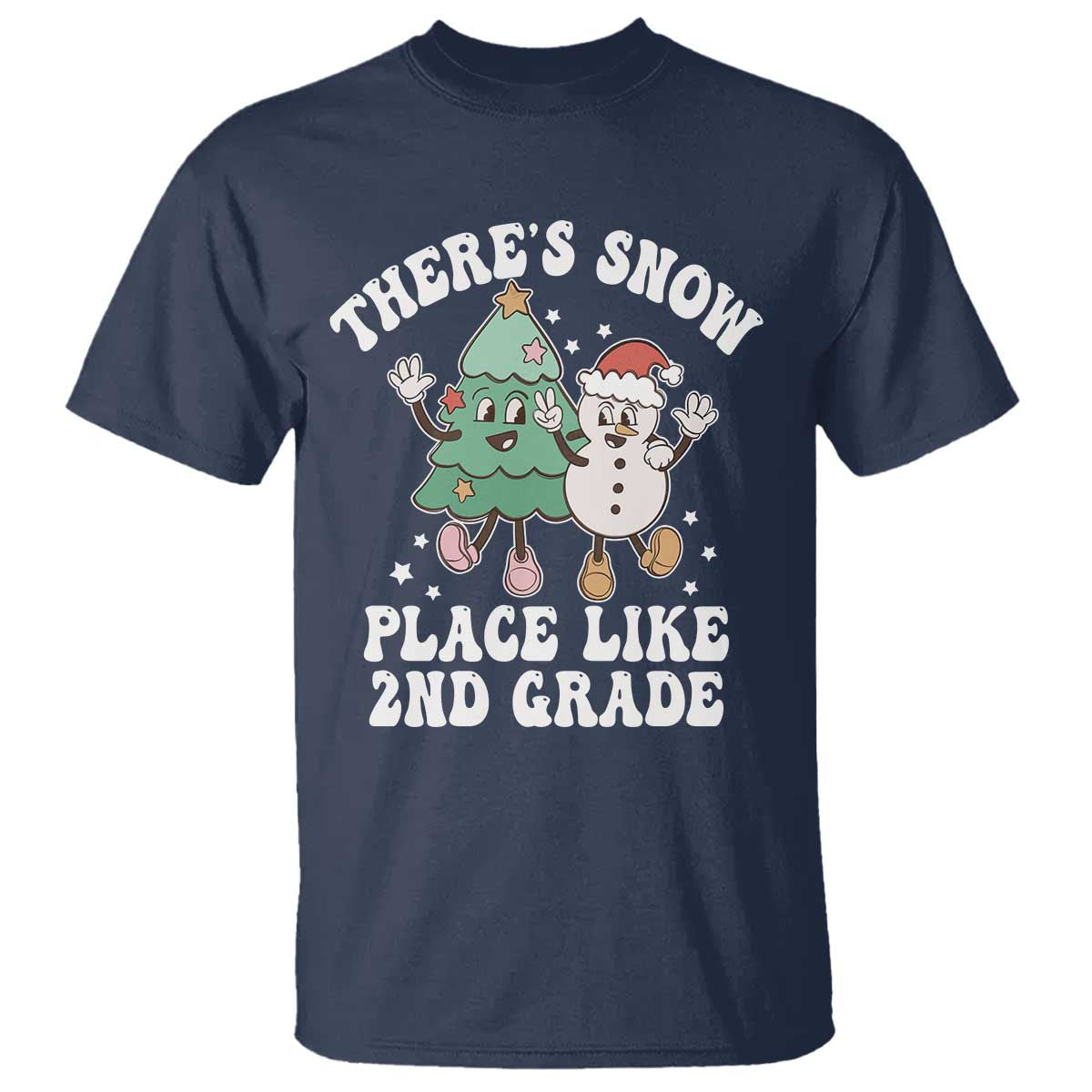 christmas-teacher-t-shirt-theres-snow-place-like-2nd-grade-merry-xmas-retro-groovy
