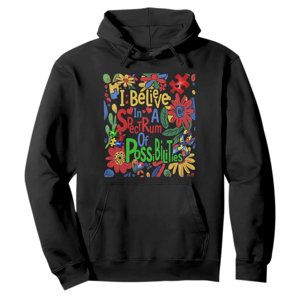 Autism Acceptance Hoodie I Believe In A Spectrum Of Possibilities Retro Boho