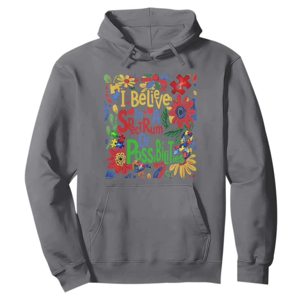 Autism Acceptance Hoodie I Believe In A Spectrum Of Possibilities Retro Boho