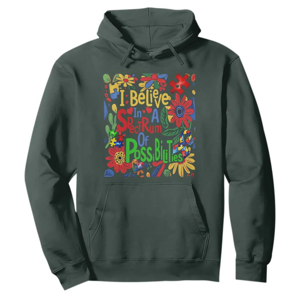 Autism Acceptance Hoodie I Believe In A Spectrum Of Possibilities Retro Boho
