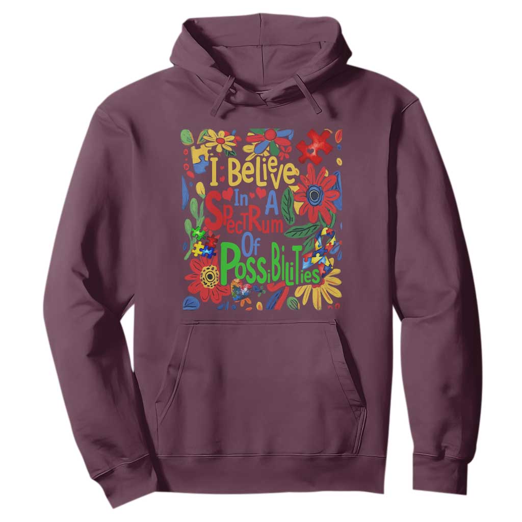 Autism Acceptance Hoodie I Believe In A Spectrum Of Possibilities Retro Boho